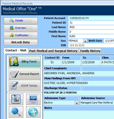 Patient Medical Records Main Screen